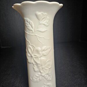 1960s MCM Kaiser Porcelain Vase With Dogwood Pattern Signed by M Frey